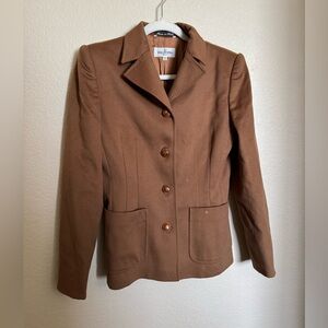 Vintage Valentino Loro Piana‎ Cashmere Blazer Jacket Sz 8 in Tan Fitted